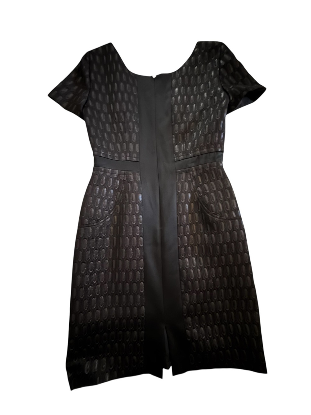 Antonio Melani Black Size 8 Sheath Dress Metallic Jacquard Silk Quiet Luxury - Picture 3 of 5